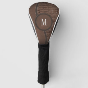 Brown Unique Happy Design smooth leather Golf Head Cover