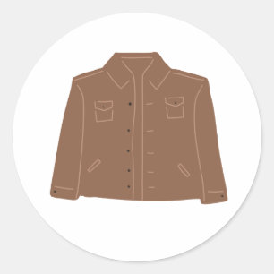Brown Utility Button Up Jacket Minimalist Classic Round Sticker