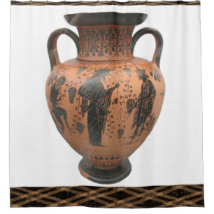 brown vase shower curtain pattern