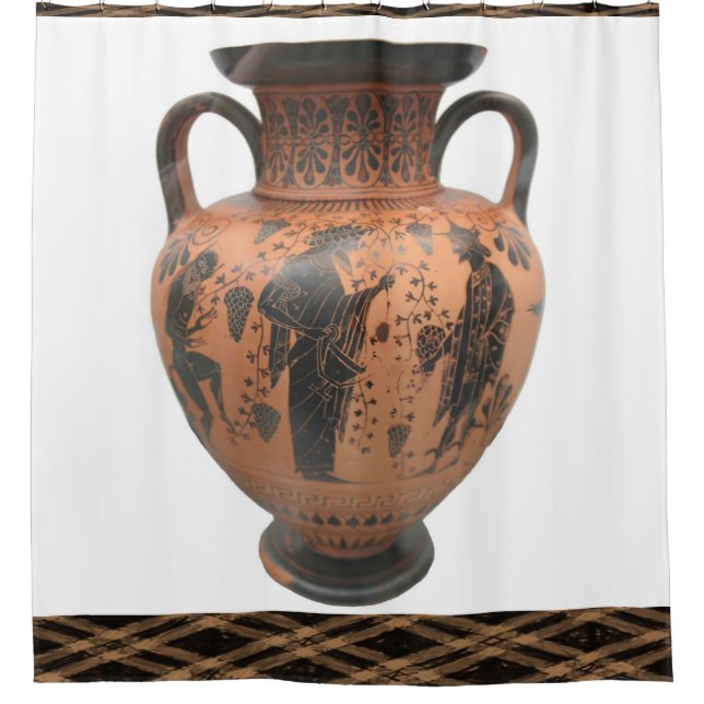 brown vase shower curtain pattern (Front)