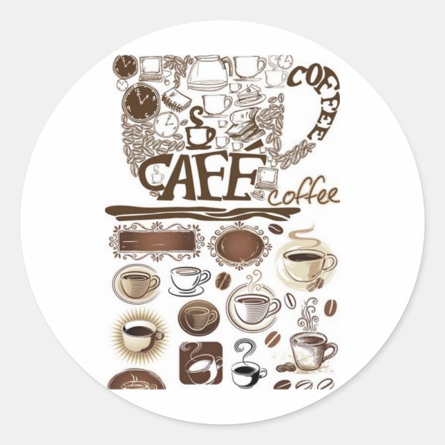 brown vector coffee classic round sticker (Front)