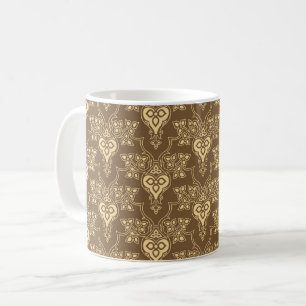 Brown Victorian Floral Coffee Mug