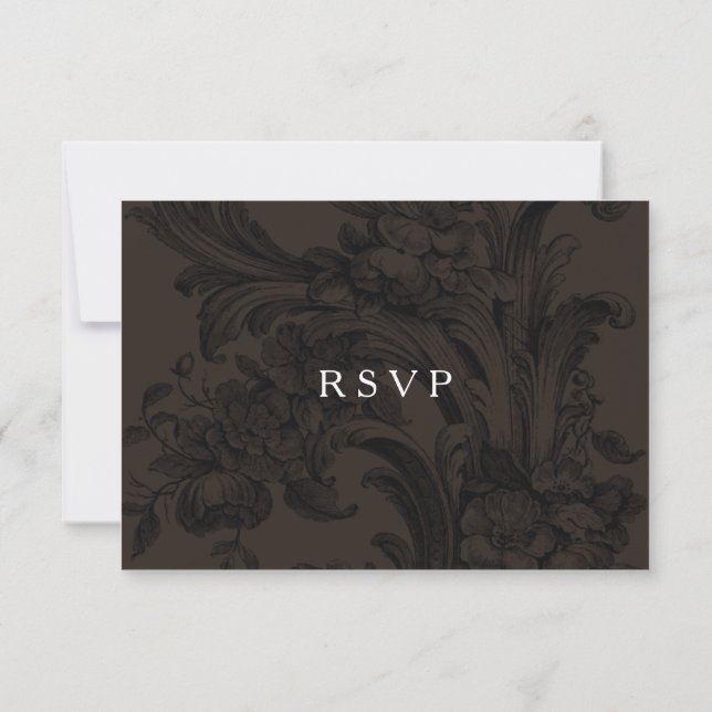 Brown Victorian ornamental RSVP w meal choices (Back)