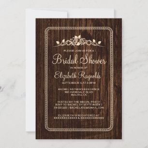Brown Vintage Barn Wood Bridal Shower Invitations