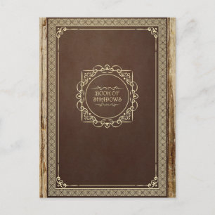 Brown vintage book of shadows distressed old wood postcard