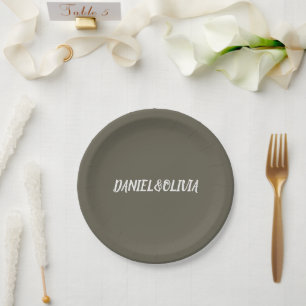 Brown Vintage Classic Wedding Paper Plate