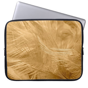 Brown vintage color trends chicken feather texture laptop sleeve