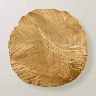 Brown vintage color trends chicken feather texture round cushion