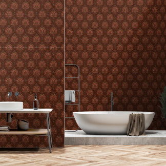 Brown Vintage Damask Wallpaper