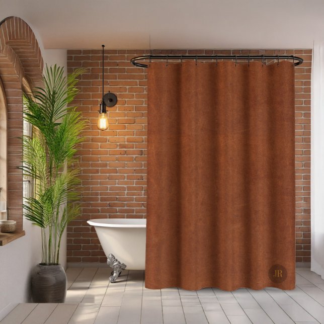 Brown Vintage Faux Leather Custom Text Shower Curtain (Creator Uploaded)