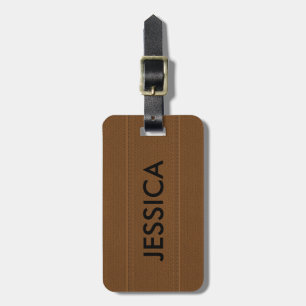 Brown vintage faux leather luggage tag