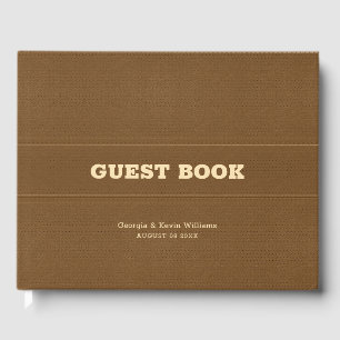 Brown vintage faux leather texture Guest Book