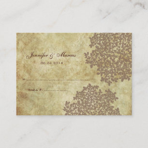 Brown Vintage Floral Seating Card