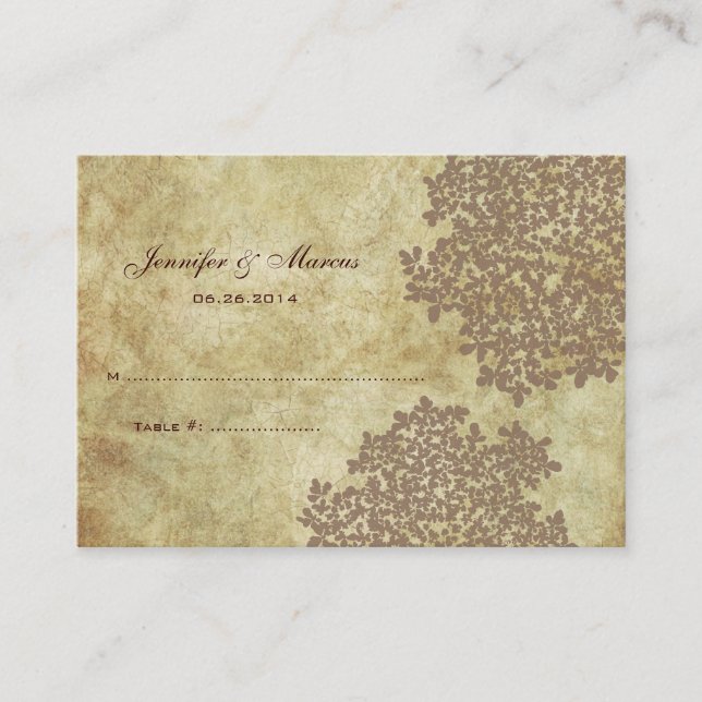 Brown Vintage Floral Seating Card (Front)