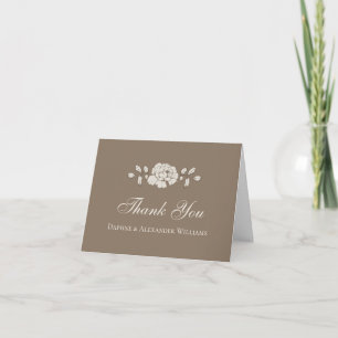 Brown Vintage Floral Thank You Card