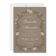 Brown Vintage Floral Wreath Wedding