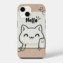 Brown vintage hello cat cute design aesthetic