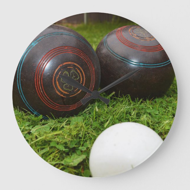 Brown Vintage Lawn Bowls, Large Clock (Front)