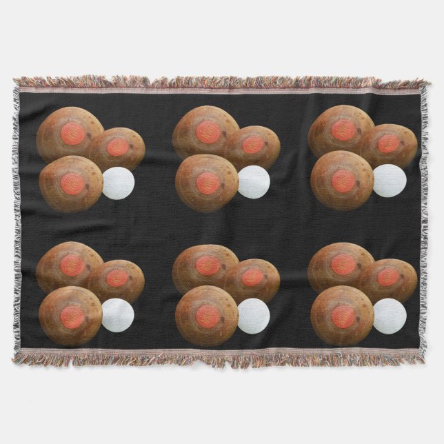 Brown Vintage Lawn Bowls, Throw Blanket (Front)