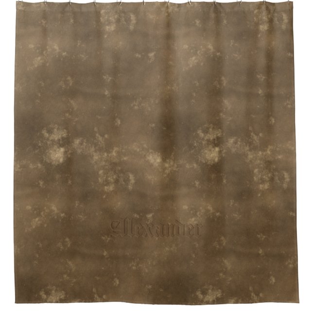 Brown Vintage Leather Look Bathroom Shower Curtain (Front)