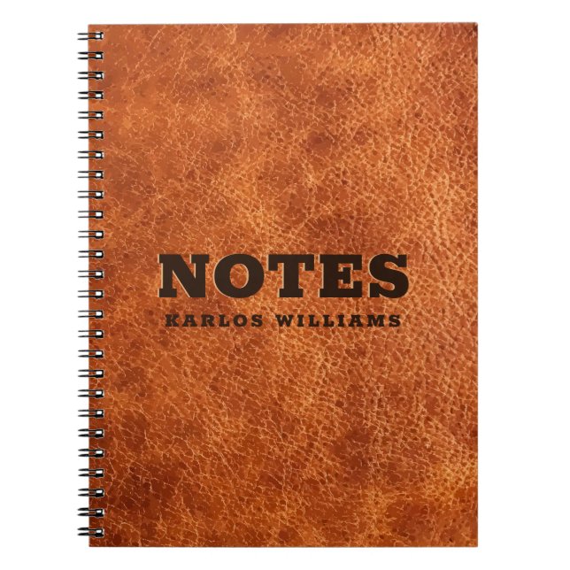 Brown Vintage Leather Texture Look Notebook (Front)