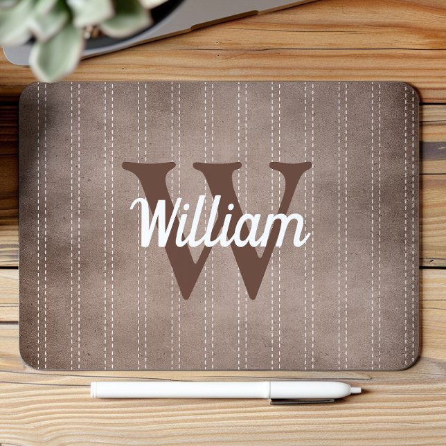 Brown Vintage Pinstripe Retro Monogram Mouse Mat (Creator Uploaded)