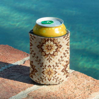 Brown vintage shabby pattern can cooler