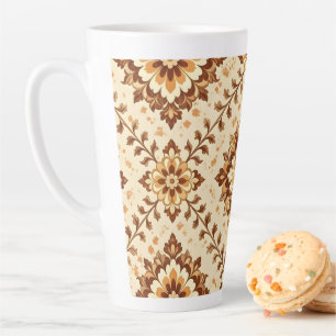 Brown vintage shabby pattern latte mug