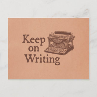 Brown Vintage Typewriter Keep on Writing Postcard