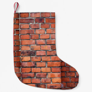 Brown wall brick small christmas stocking