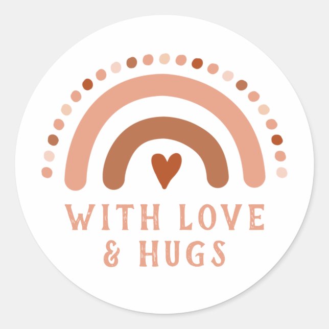 Brown Warn Rainbow Heart Spots  Business Card Classic Round Sticker (Front)