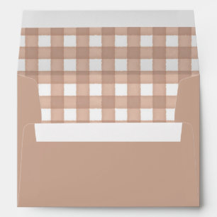 Brown Watercolor Gingham Envelope