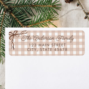 Brown Watercolor Gingham Return Address