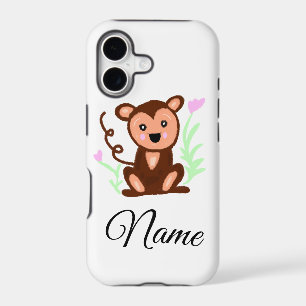 brown watercolor monkey animal add name text