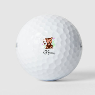 brown watercolor monkey animal add name text golf balls