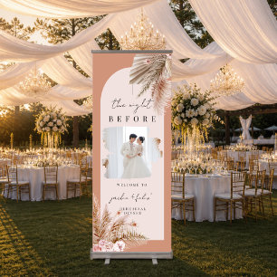 Brown Watercolor Pampas Grass Rehearsal Dinner Retractable Banner