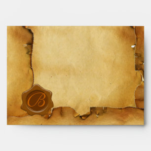 BROWN WAX SEAL MONOGRAM PARCHMENT ENVELOPES