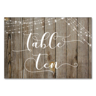Brown Weathered Wood Light Strings Table Ten Card