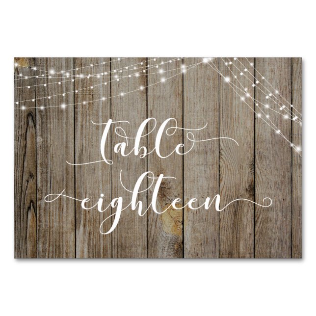 Brown Weathered Wood & Lights Table Eighteen Card (Back)
