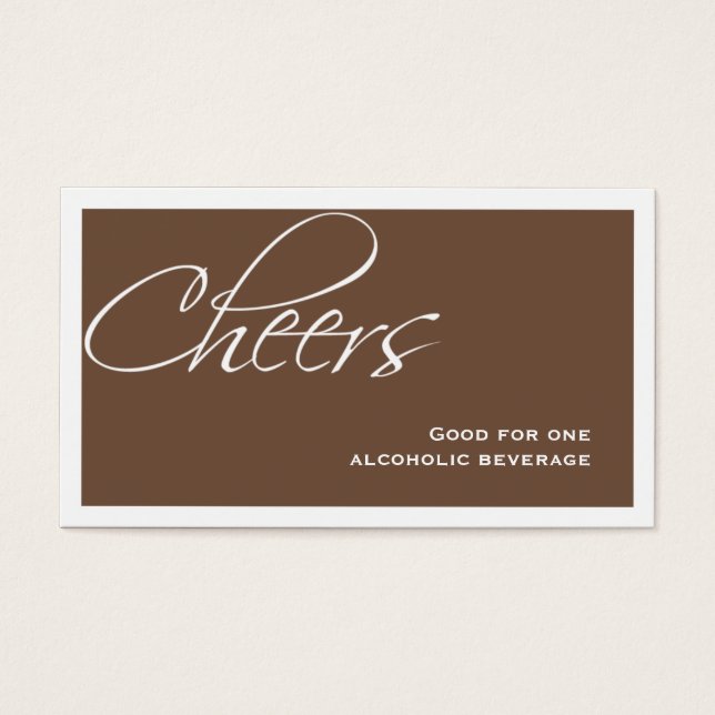 Brown wedding formal custom event drink ticket (Front)