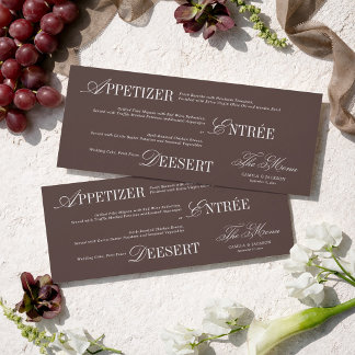 Brown Wedding Menu Card