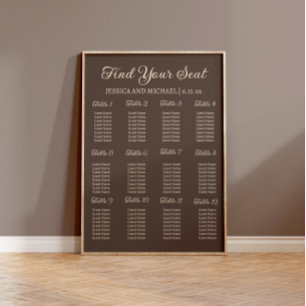 Brown Wedding Reception Seating Chart