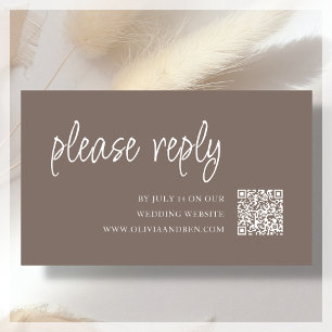Brown Wedding RSVP QR Code Enclosure Card