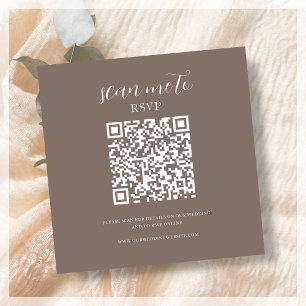 Brown   Wedding RSVP QR Code Enclosure Card