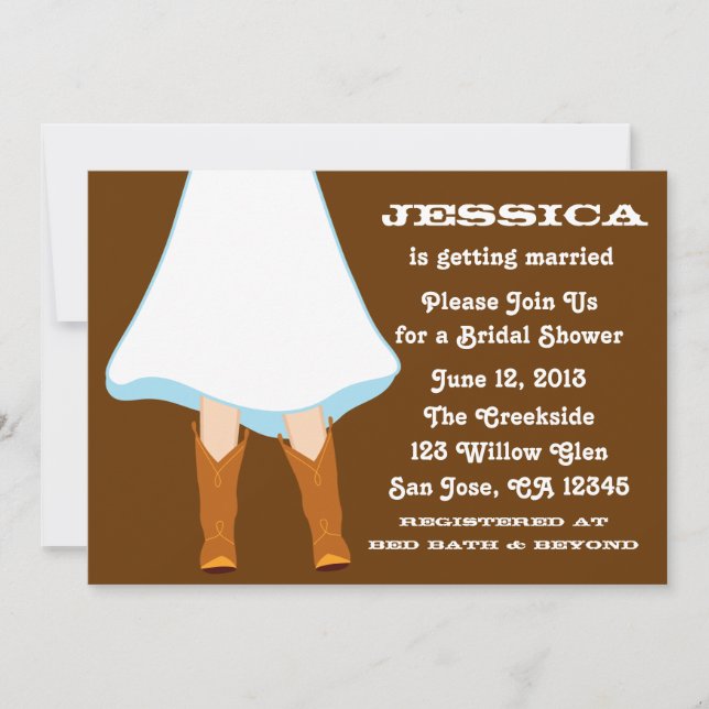 Brown Western Bridal Shower Invitation (Front)