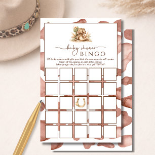 Brown Western Country Chic Baby Shower Bingo Card