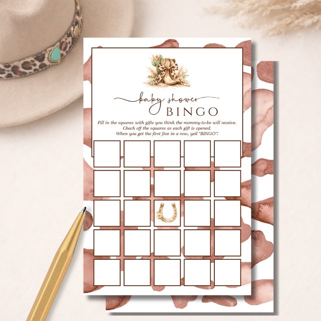 Brown Western Country Chic Baby Shower Bingo Card (Creator Uploaded)