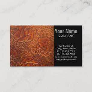 brown western country cowgirl floral leather business card
