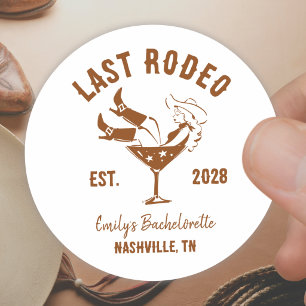Brown Western Cowgirl Bachelorette Classic Round Sticker