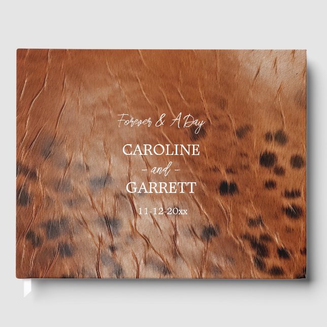 Brown Western Faux Leather Guest Book (Front)